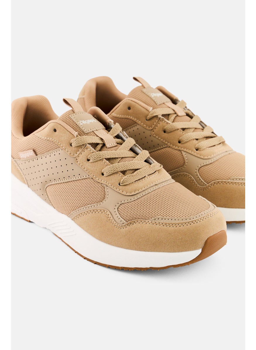 Algspar Women Lace Up Hiking Shoes, Beige  - Image 3