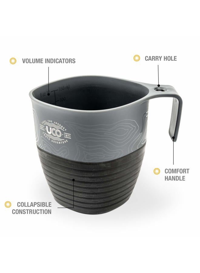 UCO Collapsible Cup for Hiking, Backpacking, and Camping, 12 Ounce, Venture,Grey and Black - Image 3
