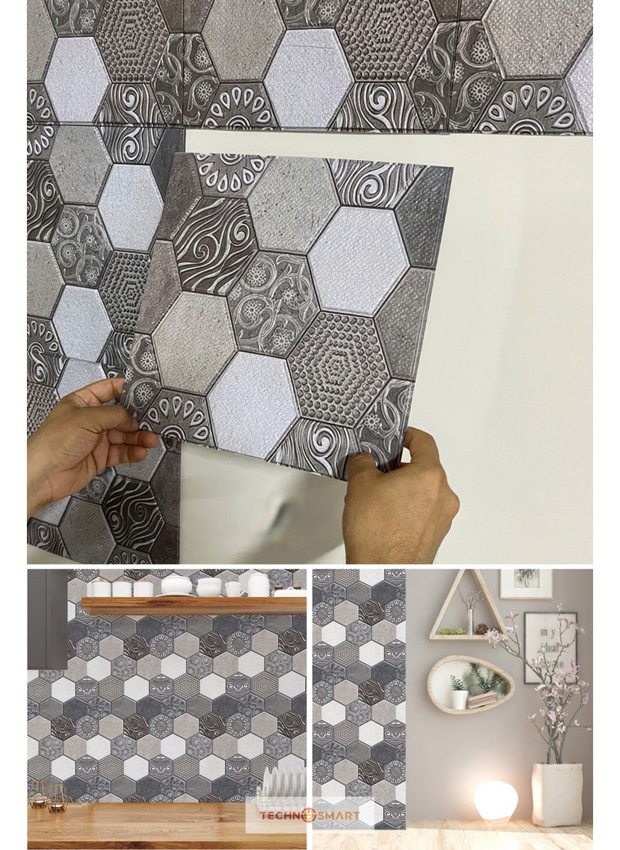 Technosmart 30X30CM 3D Self Adhesive Wallpaper Covering Waterproof Decoration Kitchen Bathroom  - Image 1