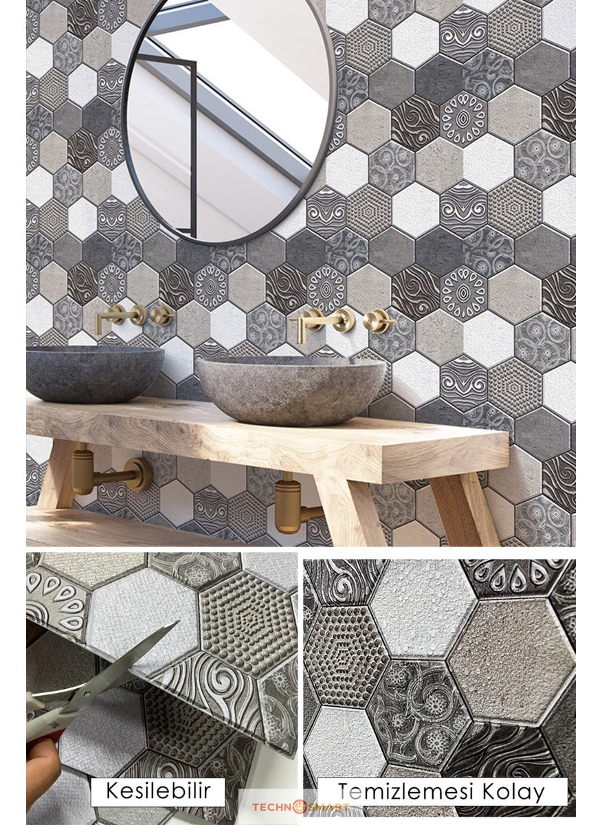 Technosmart 30X30CM 3D Self Adhesive Wallpaper Covering Waterproof Decoration Kitchen Bathroom  - Image 2