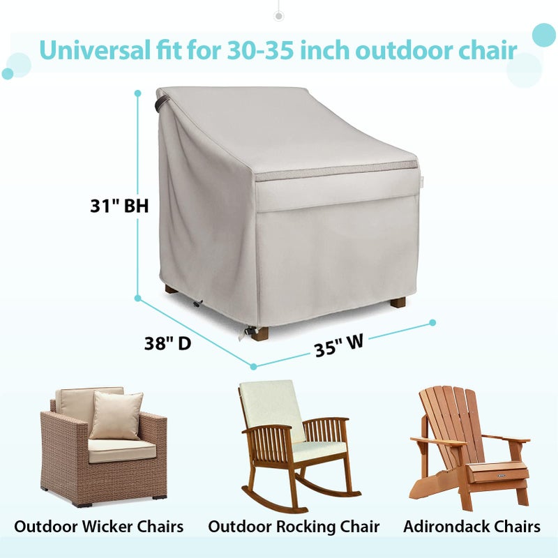 MR. COVER أغطية كراسي الحديقة المقاومة للماء من MR. COVER، أغطية مقاعد عميقة للاستخدام الخارجي، 35W x 38D x 31H بوصة، مواد أثقل، بيج (عبوة 2) - Image 2