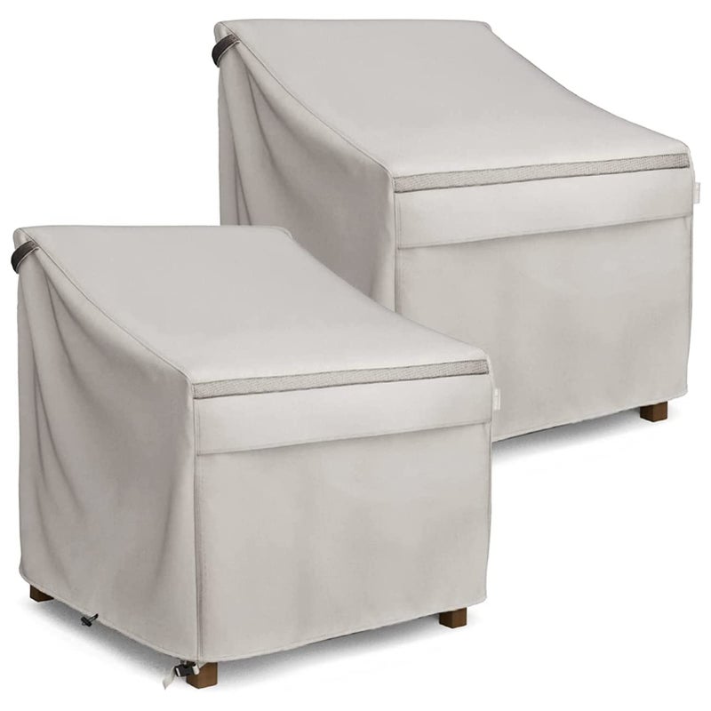 MR. COVER أغطية كراسي الحديقة المقاومة للماء من MR. COVER، أغطية مقاعد عميقة للاستخدام الخارجي، 35W x 38D x 31H بوصة، مواد أثقل، بيج (عبوة 2) - Image 1