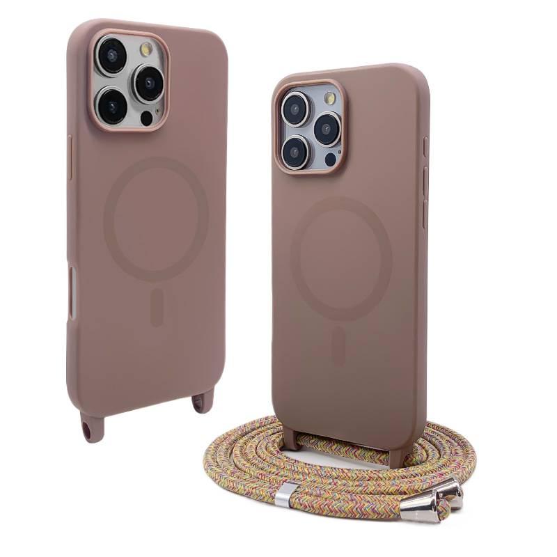 غطاء MagSafe بTPU لـ iPhone 15 / 15 Plus / 15 Pro / 15 Pro Max باللون بني مغناطيسي من مادة TPU مع مغناطيس قوي وحماية من السقوط مع مقاوم للصدمات مع حبل تعليق للاستخدام المتكرر - Image 1