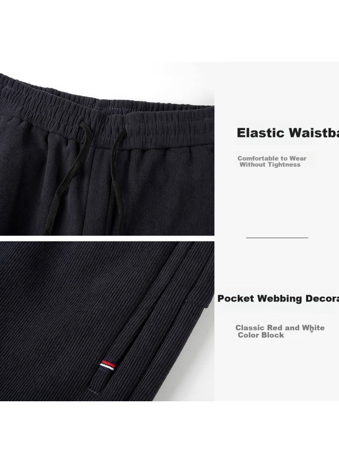 Tries Men's Casual Corduroy Pants Autumn Winter Thick Warm Elastic Waist Straight Leg Sports Jogger Pants - Image 2