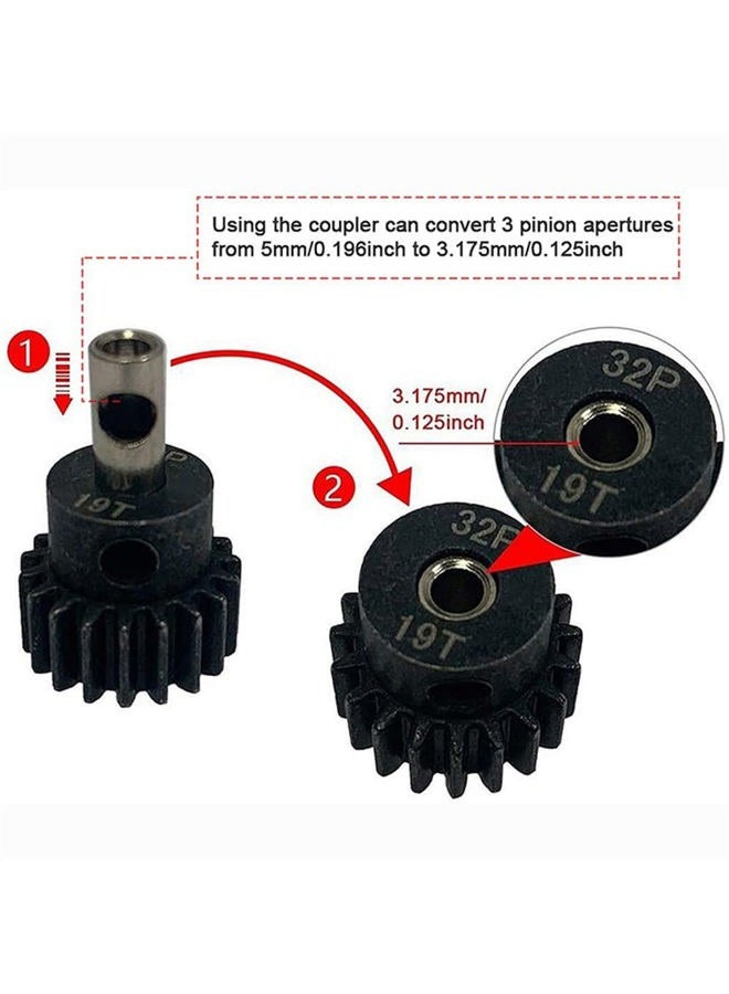 KingVal Replacement 3PCS Metal RC Motor Shaft Pinion Gear Reducer Sleeve Adapter Coupler Convert Apertures 5mm to 3.175mm (1/8 inch) Compatible with 550 540 3650 Series RC Motors - Image 3
