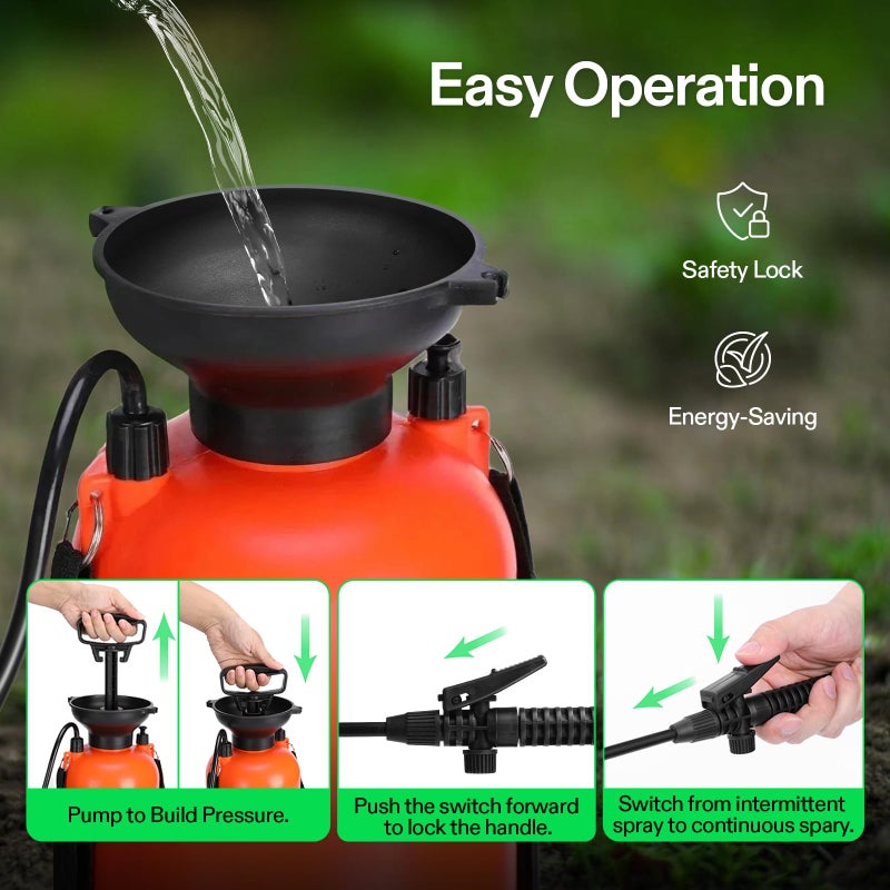 VIVOSUN 1.85-Gallon Pump Pressure Sprayer, Pressurized Lawn & Garden Water Spray Bottle with Adjustable Shoulder Strap, for Spraying Plants, Garden Watering and Household Cleaning - Image 4