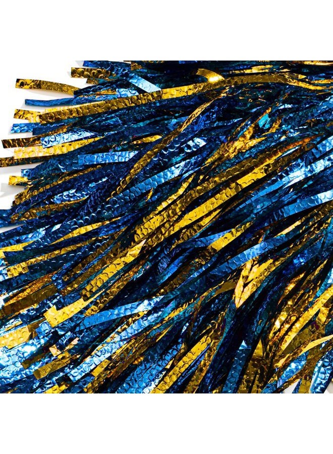 Anderson's Royal Blue and Gold Metallic Textured Cheerleading Pom Pom Set, Set of 10, Foil Cheer Pom Poms, Cheering Squad, Team Spirit, Fan Gear, Keepsakes - Image 4