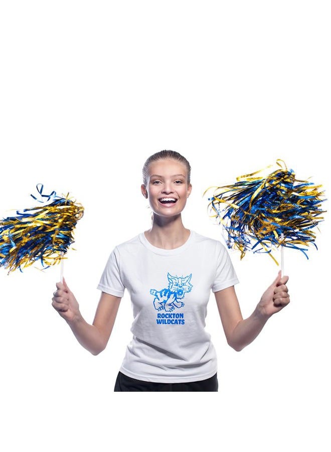 Anderson's Royal Blue and Gold Metallic Textured Cheerleading Pom Pom Set, Set of 10, Foil Cheer Pom Poms, Cheering Squad, Team Spirit, Fan Gear, Keepsakes - Image 3
