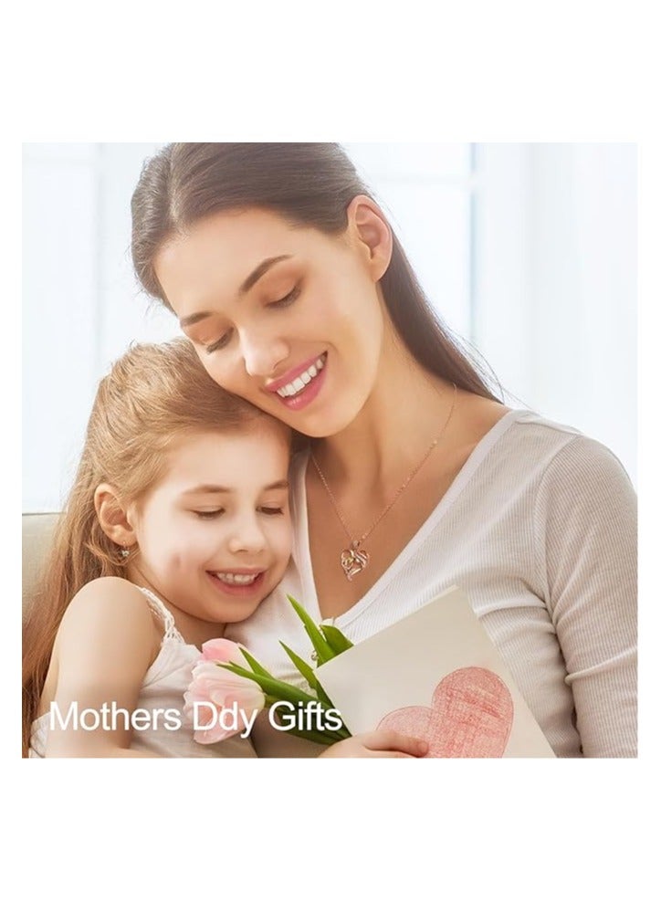 Zifeel Mother and Child Love Heart Pendant Necklace, Mothers Day Gift,  925 Sterling Silver Rose Gold  Birthstone Necklace for Women, Mothers Day Valentines, Anniversary, Birthday,  Jewelry Gifts for Mom, Women, Wife Grandma... - Image 2