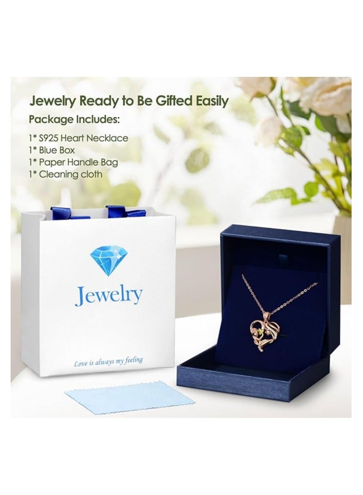 Zifeel Mother and Child Love Heart Pendant Necklace, Mothers Day Gift,  925 Sterling Silver Rose Gold  Birthstone Necklace for Women, Mothers Day Valentines, Anniversary, Birthday,  Jewelry Gifts for Mom, Women, Wife Grandma... - Image 5