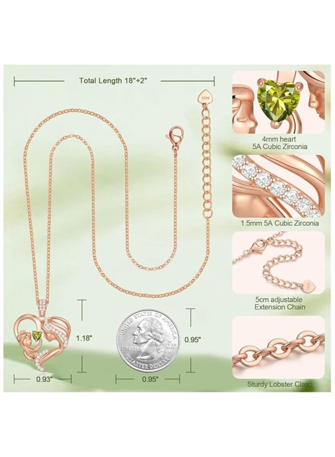 Zifeel Mother and Child Love Heart Pendant Necklace, Mothers Day Gift,  925 Sterling Silver Rose Gold  Birthstone Necklace for Women, Mothers Day Valentines, Anniversary, Birthday,  Jewelry Gifts for Mom, Women, Wife Grandma... - Image 4