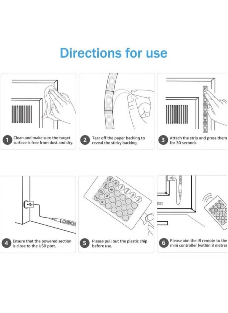 مصباح شريطي LED مزود بجهاز تحكم عن بُعد (يعمل بالوحدة USB) أحمر/أزرق/أخضر 2 متر - pzsku/Z53E584D3F14675A67D04Z/45/_/1731920264/79d672d1-be7f-4633-b7a9-04a358d26ecb