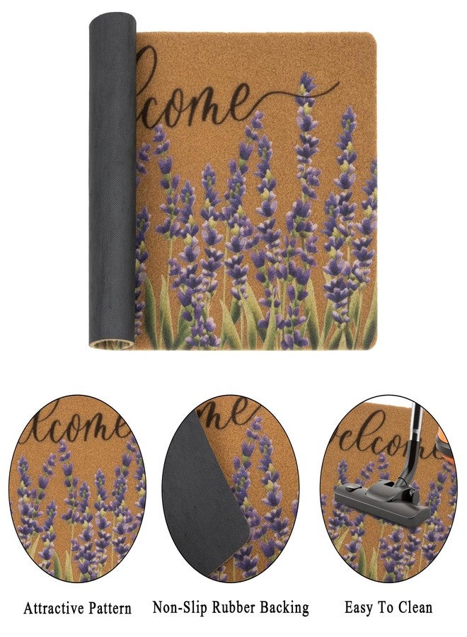 XuoAz Lavender-Welcome-Doormat for Indoor Outdoor Entrance Floral-Spring-Summer-Door-Mats Non Slip Coir Seasonal Doormat 17 x 29 Inches - Image 3