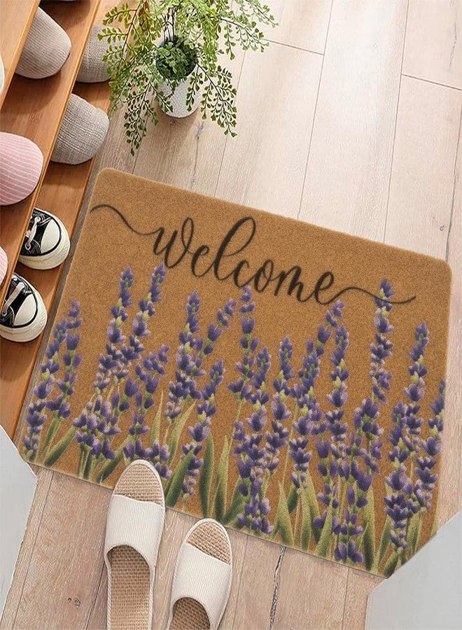 XuoAz Lavender-Welcome-Doormat for Indoor Outdoor Entrance Floral-Spring-Summer-Door-Mats Non Slip Coir Seasonal Doormat 17 x 29 Inches - Image 5
