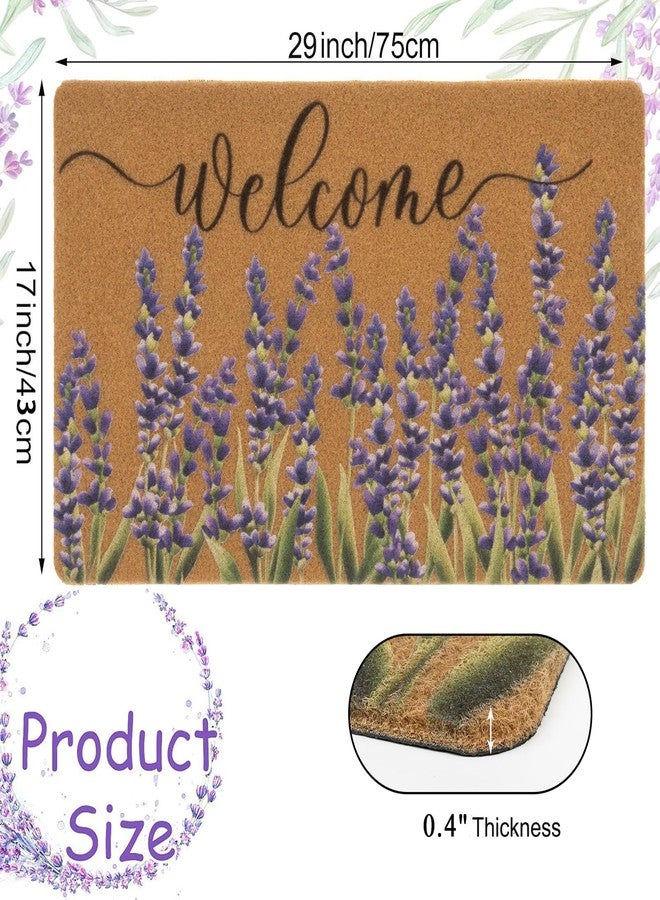 XuoAz Lavender-Welcome-Doormat for Indoor Outdoor Entrance Floral-Spring-Summer-Door-Mats Non Slip Coir Seasonal Doormat 17 x 29 Inches - Image 2