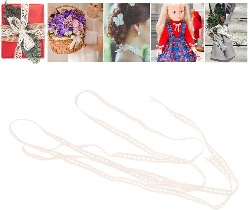 Lace Ribbon Cotton Thread, 20 Yards Hollow Design, 1cm Width - Clear Pattern, Soft Touch, Ideal for DIY Clothing Decoration and Scrapbooking - Image 4