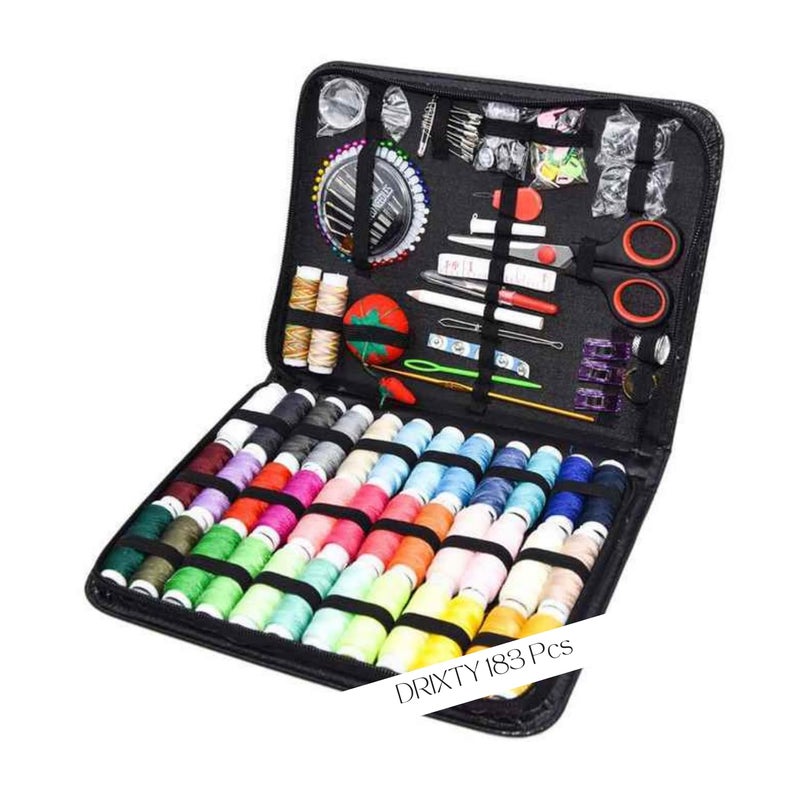 DRIXTY 183 Pcs Sewing Kit Stitching Kit Sewing Kit Box Thread Box Set Travel Kit Sui Dhaga Box Reel Box for Home Tailoring Tools Embroidery Kit Gifts for Women