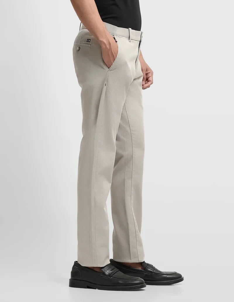 Arrow Light Khaki Bronson Slim Fit Auto Flex Plus Trousers for Men | Best Price UAE
