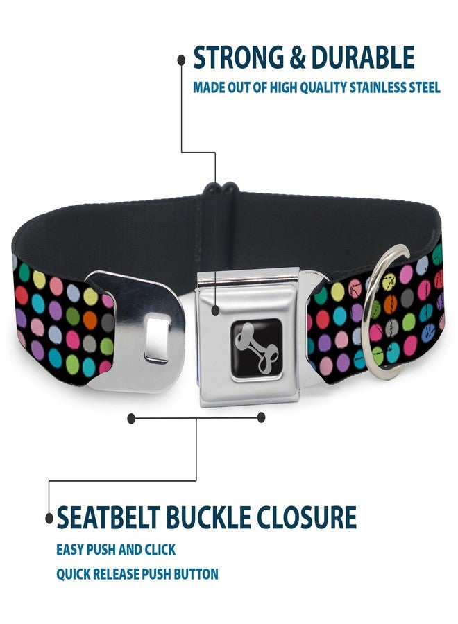 Buckle Down Dog Collar Seatbelt Buckle Mini Polka Dots Black Multi Color 13 to 18 Inches 1.5 Inch Wide - Image 4