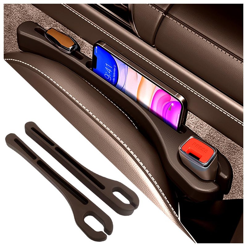 KIFIDAN 2PCS Car Seat Gap Filler Organizer,Upgrade Car Side Seat Gap Filler with Phone Holder,Multifunctional Car Seat Filler Gap Space Prevents Things Dropping for Cars,SUVs (Brown) - Image 5
