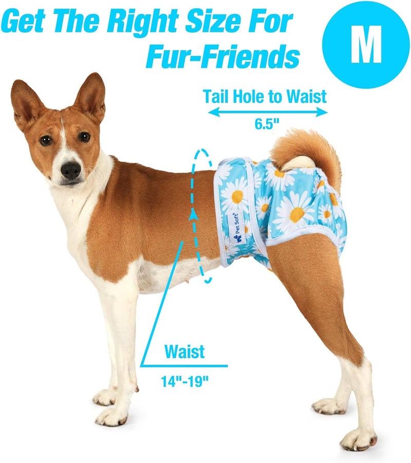 Pet Soft Female Dog Diapers - 3Pack Washable Dog Diapers Female for Girl Dog in Heat - Reusable Dog Period Panties|Puppy Diapers Female (Flower, M) - Image 3