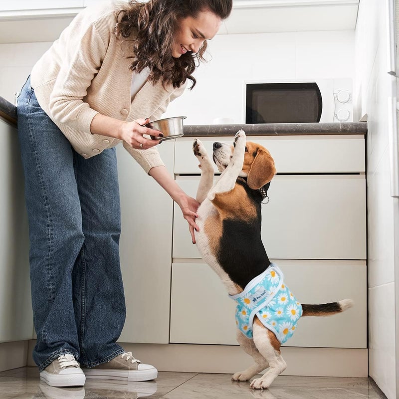 Pet Soft Female Dog Diapers - 3Pack Washable Dog Diapers Female for Girl Dog in Heat - Reusable Dog Period Panties|Puppy Diapers Female (Flower, M) - Image 2