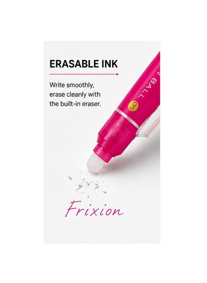 PILOT FriXion Ball Knock Erasable Gel Pen LFBK-23EF-P, 0.5 mm, Pink, Gel Ink, 1 pen for journals - Image 3