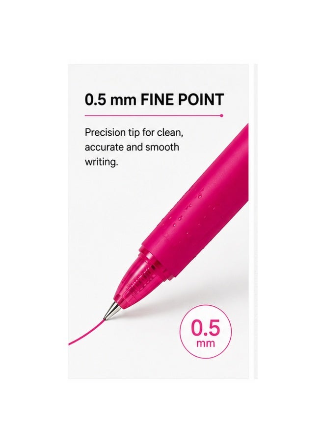 PILOT FriXion Ball Knock Erasable Gel Pen LFBK-23EF-P, 0.5 mm, Pink, Gel Ink, 1 pen for journals - Image 2