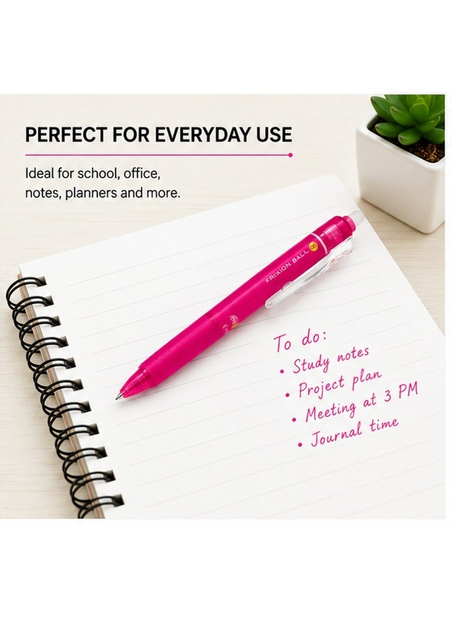 PILOT FriXion Ball Knock Erasable Gel Pen LFBK-23EF-P, 0.5 mm, Pink, Gel Ink, 1 pen for journals - Image 5