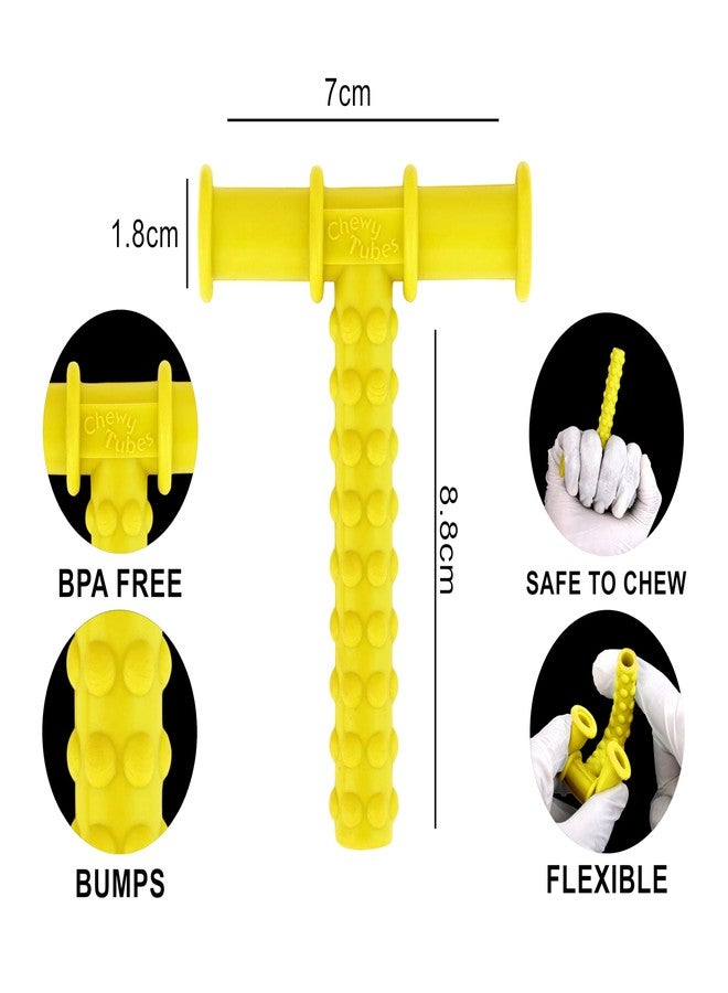 MJ Talk Tools Chewy Tube for Oral Sensory Therapy Yellow | Non-Toxic Biting & Chewing Tool for Autism, ADHD | Textured Teether for Children & Adults (Yellow chewy tube) - Image 3