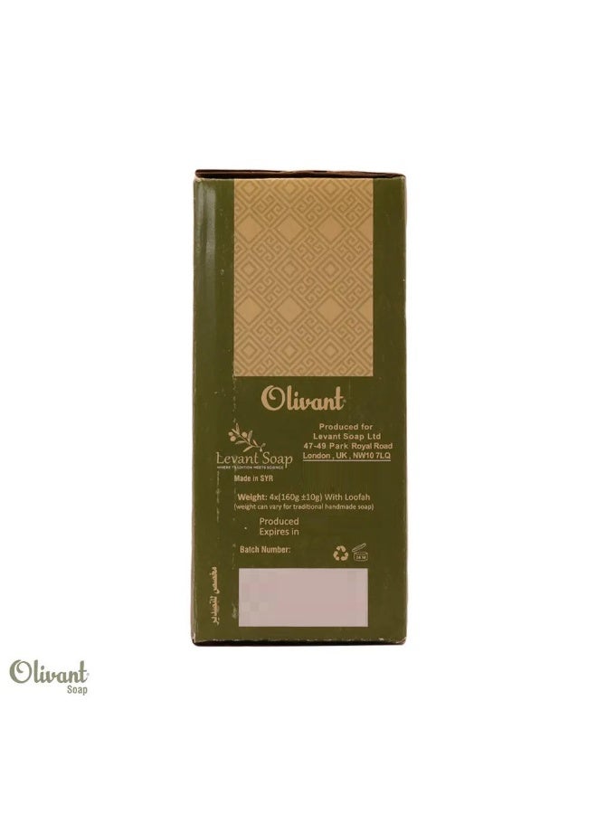 Olivant Handmade Aleppo Soap Natural Olive Oil Soap With Free Loofah For Nourishing Skin 640G 4Barsx160G - Image 3