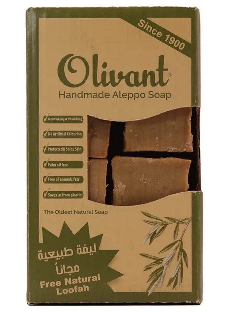 Olivant Handmade Aleppo Soap Natural Olive Oil Soap With Free Loofah For Nourishing Skin 640G 4Barsx160G - Image 1
