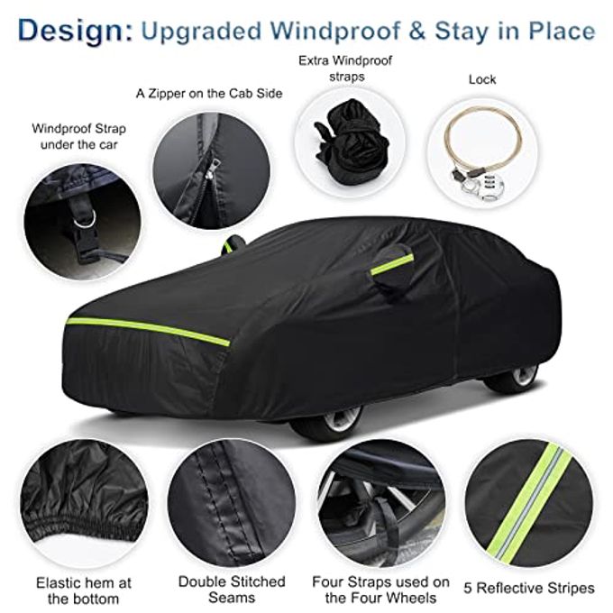 BIGACOVER For Mercedes Benz S Car Cover Waterproof All Weather Heavy Duty Protection Outdoor Full Car Covers Windproof With Driver Side Zipper Custom Fit For Mercedes Benz S-Class 2006-2025 - Image 3