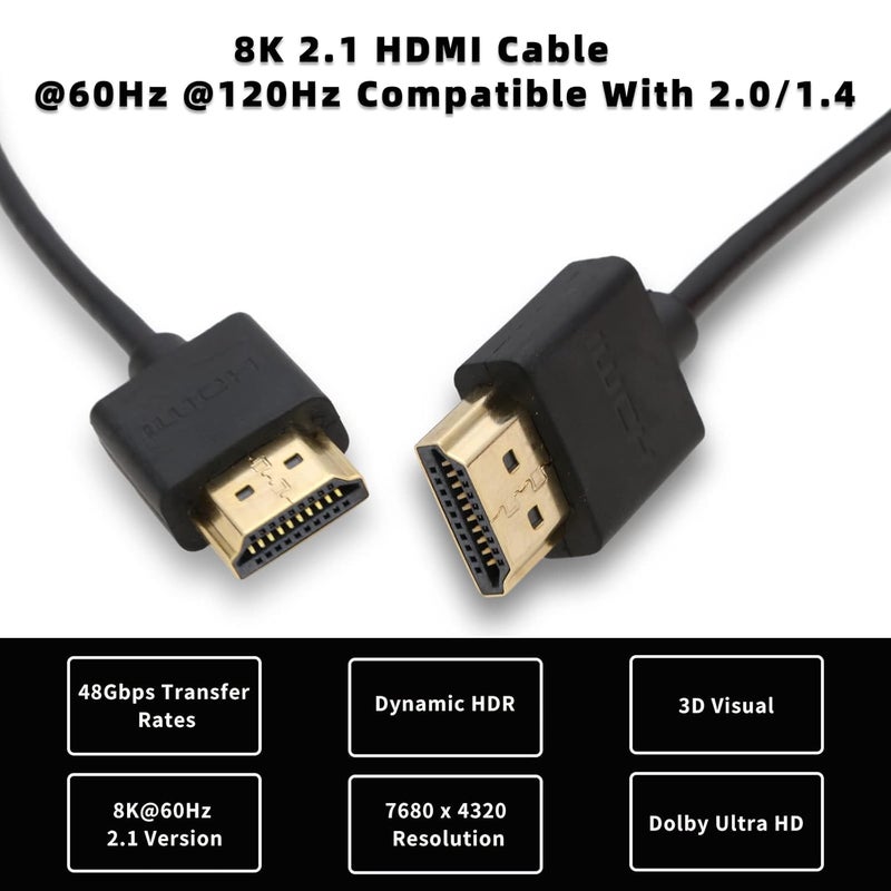 اس زد ار ام سي سي كابل 8K HDMI 2.1 HDMI إلى HDMI ذكر ملفوف عالي السرعة ناعم للكاميرات Sony Canon DSLR ATOMOS Portkeys - Image 3