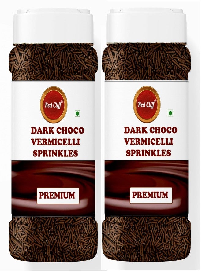RED CLIFF Edible Dark Choco Vermicelli Sprinkles | Metallic Dessert Toppings for Cakes, Cupcakes, Ice Cream & Sweets | Edible Decorative Sugar Sprinkles | Ideal for Baking & Festive Garnishing | 100gx2 | Pack of 2 - Image 2