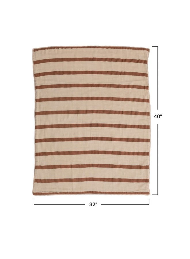 Creative Co-Op Striped Cotton Double Cloth Printed Baby Blanket in Bag, Brown and Natural - Image 5