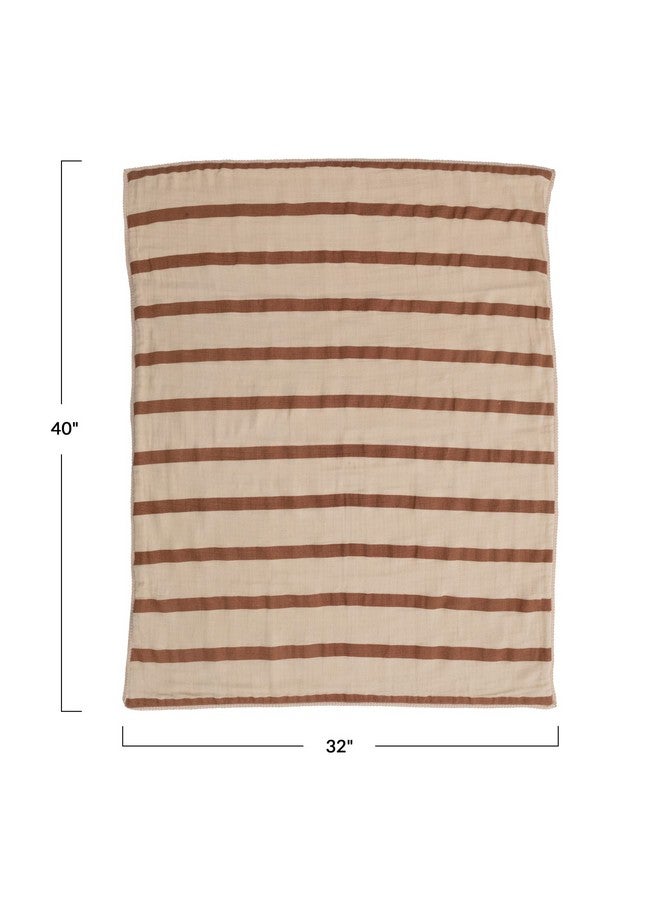 Creative Co-Op Striped Cotton Double Cloth Printed Baby Blanket in Bag, Brown and Natural - Image 4