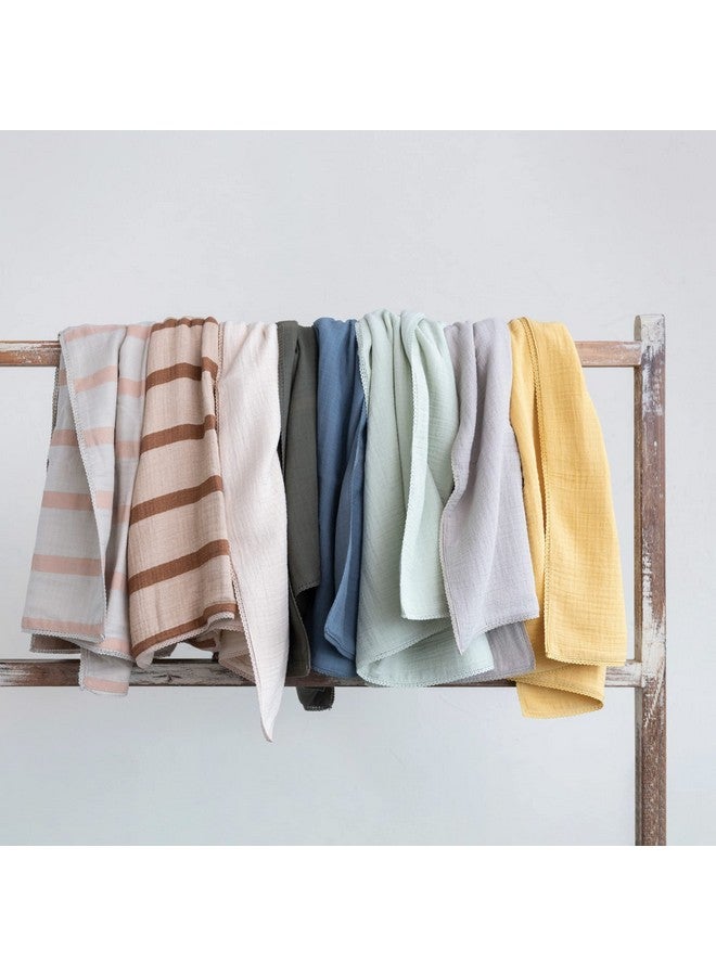 Creative Co-Op Striped Cotton Double Cloth Printed Baby Blanket in Bag, Brown and Natural - Image 3