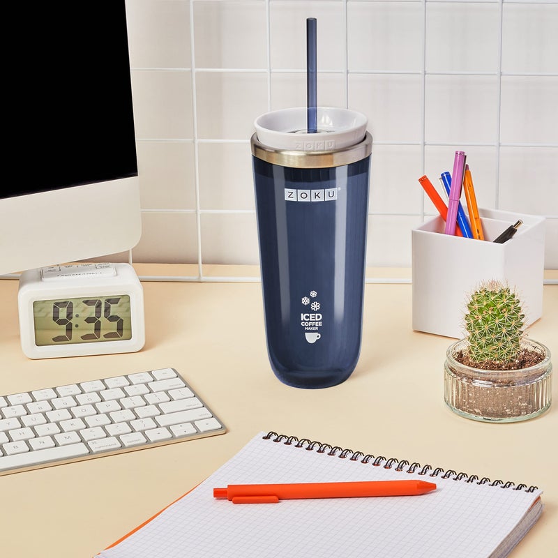 Zoku Instant Iced Coffee Maker, Reusable Beverage Chiller Cools Hot Beverages in Minutes Without Dilution, Portable 11-ounce Tumbler With Spill-resistant Lid and Straw, Grey - Image 4