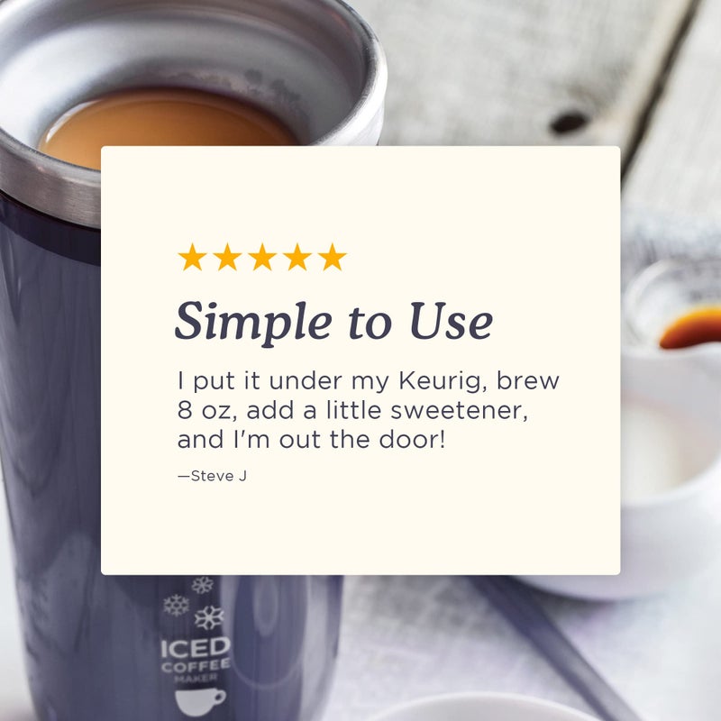 Zoku Instant Iced Coffee Maker, Reusable Beverage Chiller Cools Hot Beverages in Minutes Without Dilution, Portable 11-ounce Tumbler With Spill-resistant Lid and Straw, Grey - Image 5