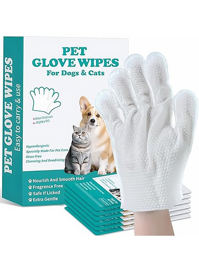 12 قطعة من مناديل تنظيف الحيوانات الأليفة على شكل قفازات للكلاب والقطط - قفازات غسيل الكلاب، مناديل استحمام القطط، مغلفة بشكل فردي، غنية بالرطوبة وسميكة، للتنظيف وإزالة الروائح، مضادة للحساسية، لا تحتاج إلى شطف، مثالية للعناية الشخصية والسفر - Image 1