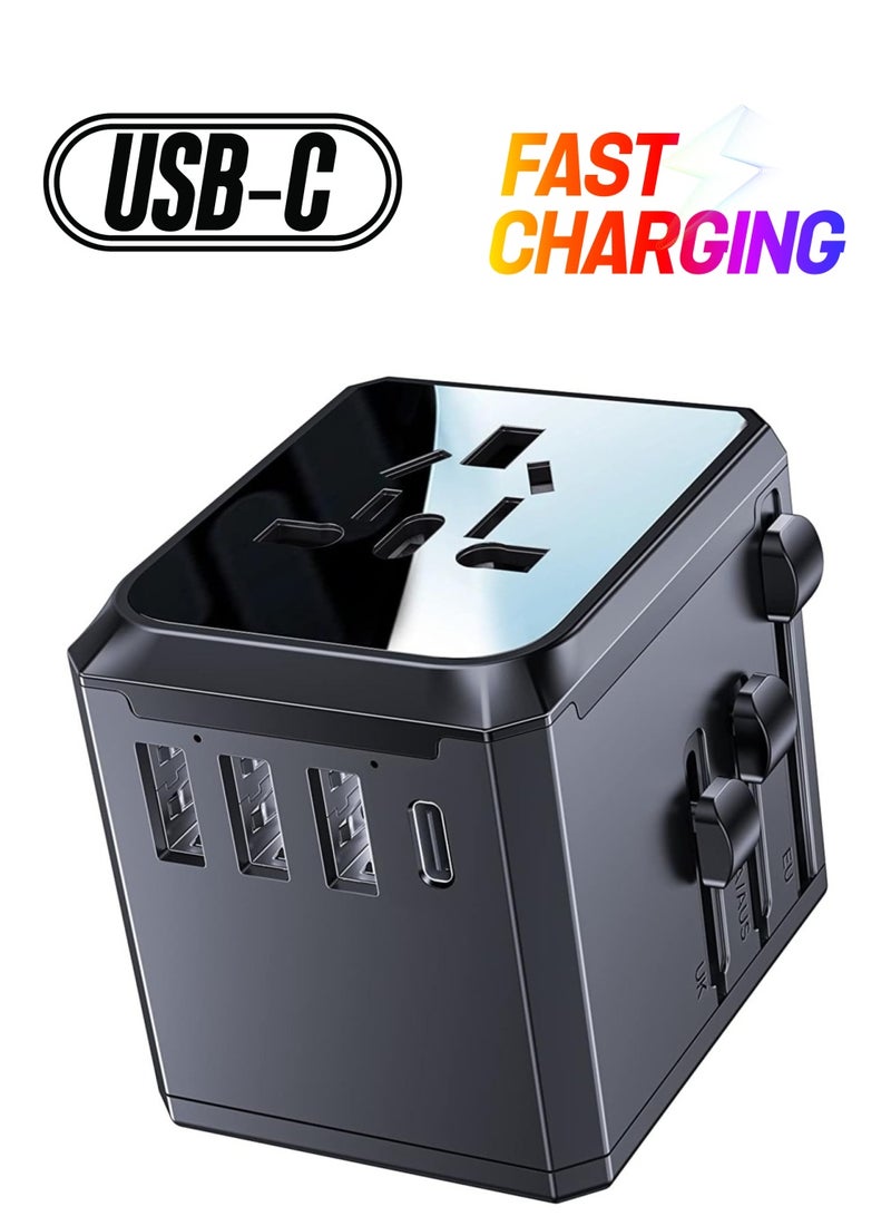 Yesido Universal Travel Adapter with 4 Ultra-Fast USB Port and 1 Type C Power Socket Worldwide Plugs UK EU US AU Auto Switch - Image 1