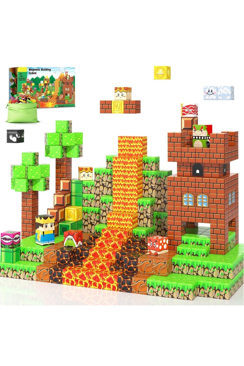 Beauenty Magnetic Blocks, 60 PCS Children's Building Toys, STEM Sensory Toys, Kids Magnet World Set, Themed Gift for Children Ages 3+ (Kingdom World) - Image 1