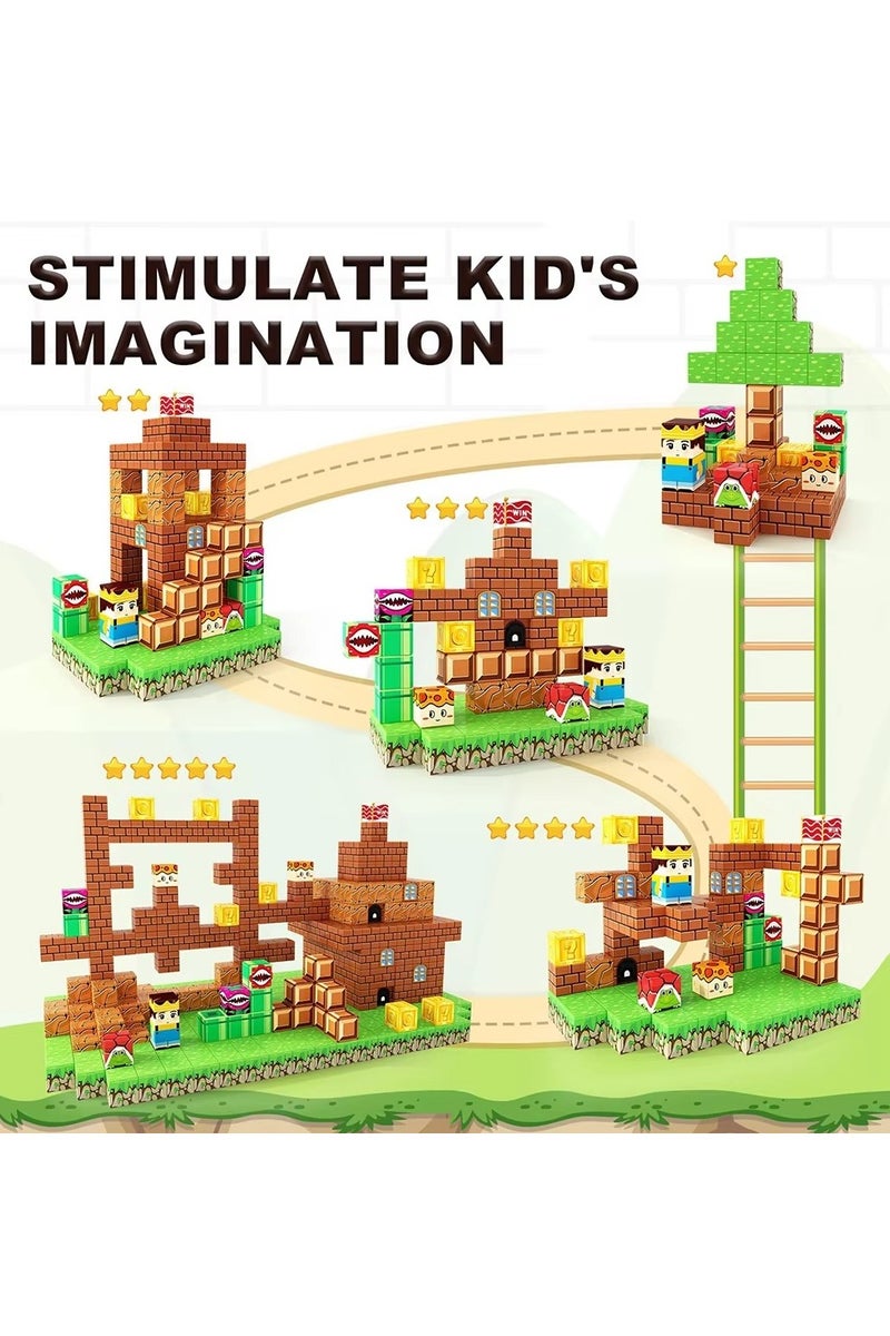 Beauenty Magnetic Blocks, 60 PCS Children's Building Toys, STEM Sensory Toys, Kids Magnet World Set, Themed Gift for Children Ages 3+ (Kingdom World) - Image 2