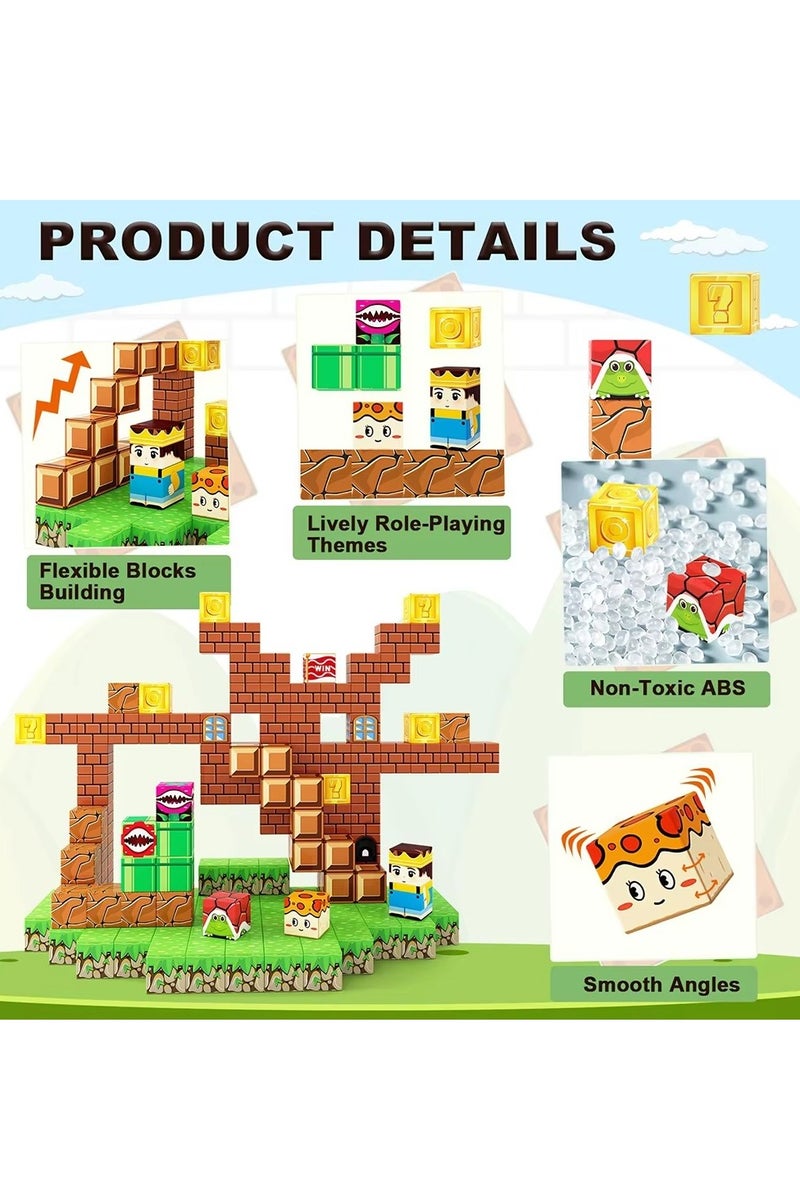 Beauenty Magnetic Blocks, 60 PCS Children's Building Toys, STEM Sensory Toys, Kids Magnet World Set, Themed Gift for Children Ages 3+ (Kingdom World) - Image 3