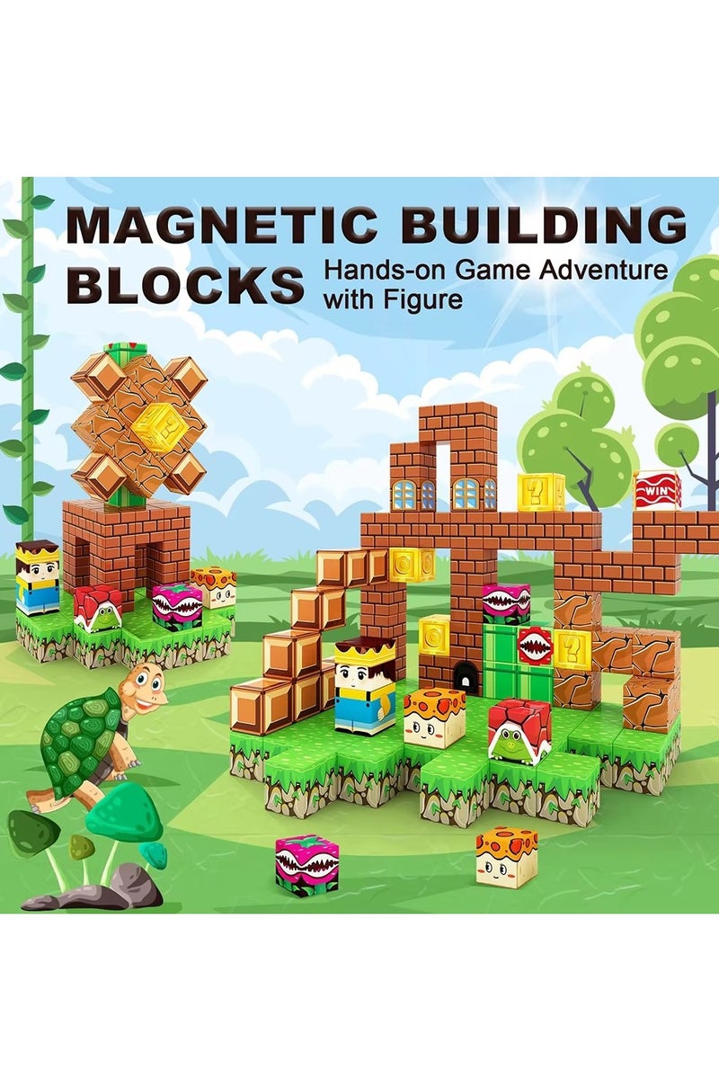 Beauenty Magnetic Blocks, 60 PCS Children's Building Toys, STEM Sensory Toys, Kids Magnet World Set, Themed Gift for Children Ages 3+ (Kingdom World) - Image 4