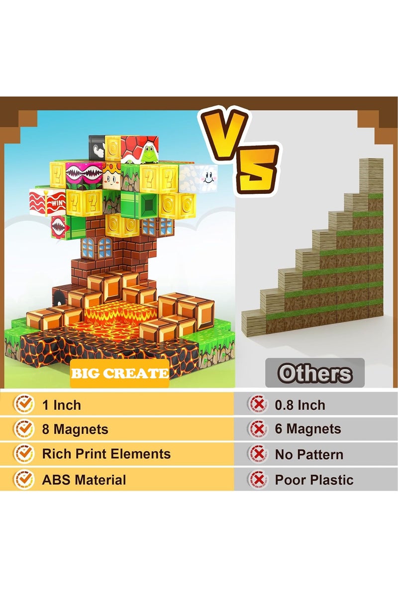 Beauenty Magnetic Blocks, 60 PCS Children's Building Toys, STEM Sensory Toys, Kids Magnet World Set, Themed Gift for Children Ages 3+ (Kingdom World) - Image 5