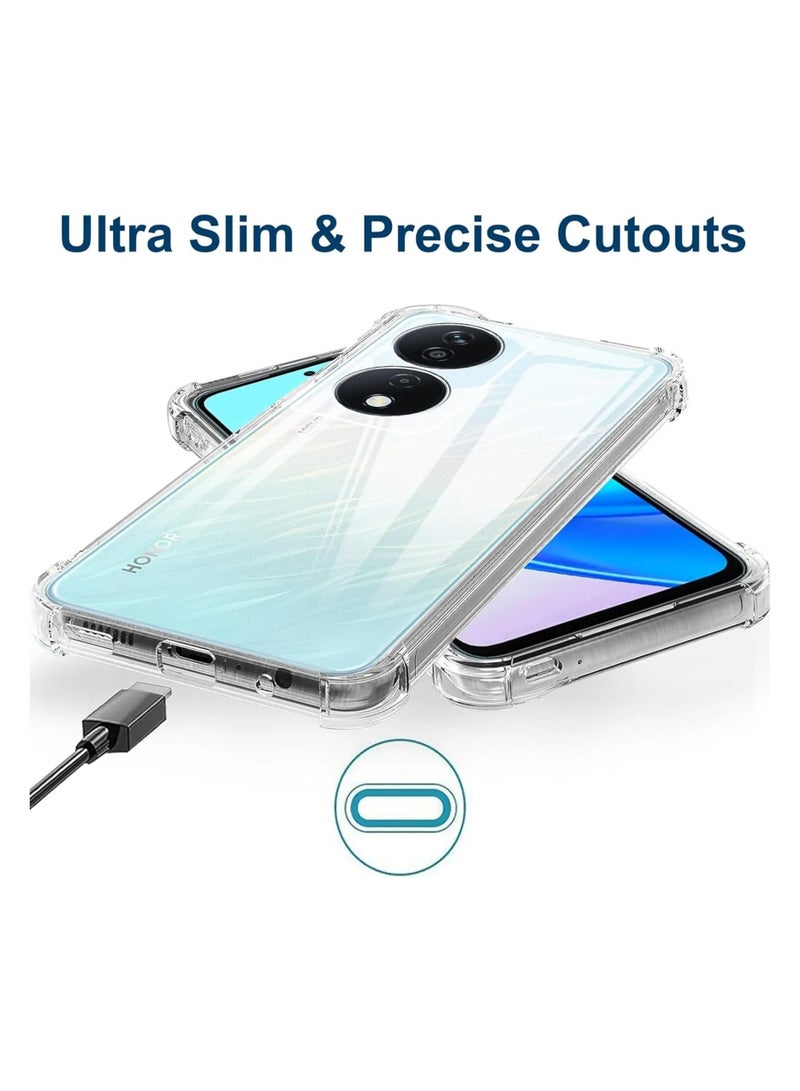 جراب Honor X7b، غطاء سيليكون مقاوم للصدمات مع واقي شاشة من الزجاج المقوى لاصق بالكامل لهاتف Honor X7b