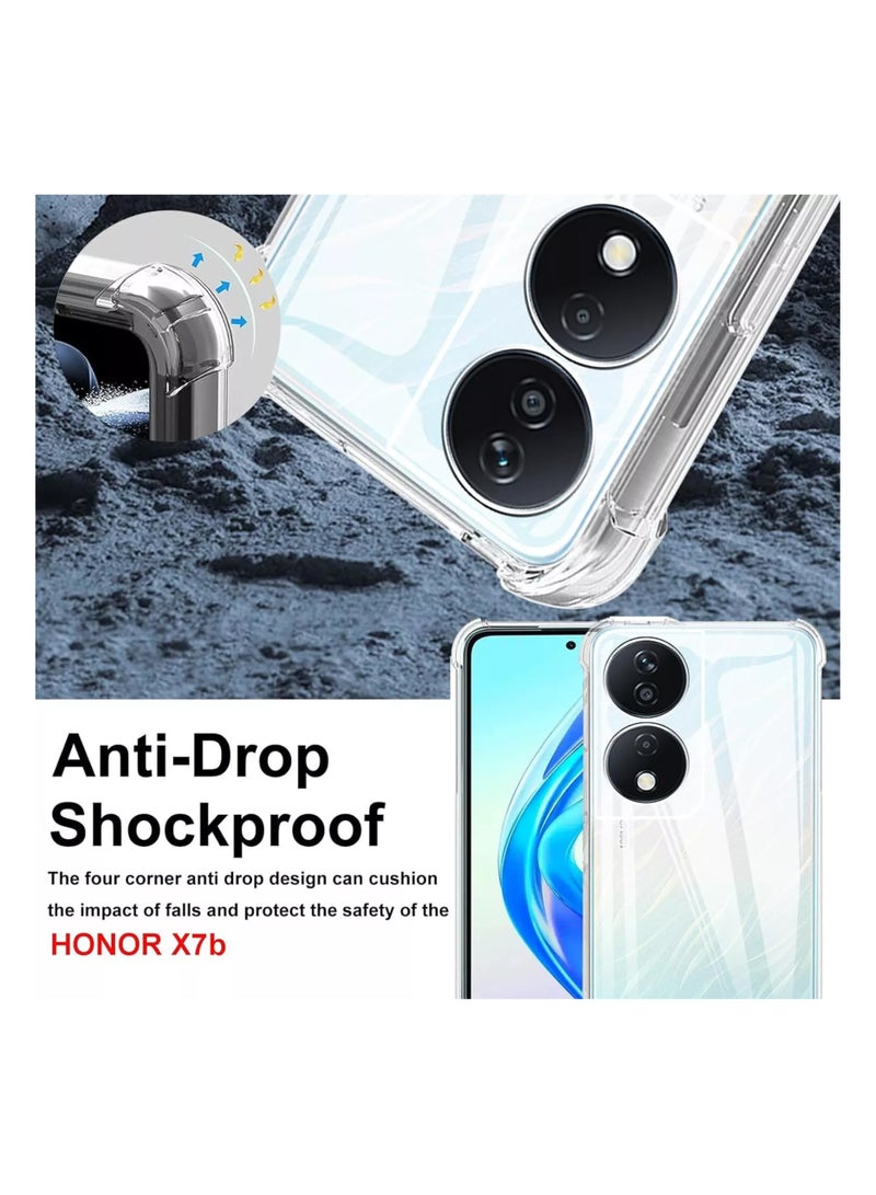 جراب Honor X7b، غطاء سيليكون مقاوم للصدمات مع واقي شاشة من الزجاج المقوى لاصق بالكامل لهاتف Honor X7b
