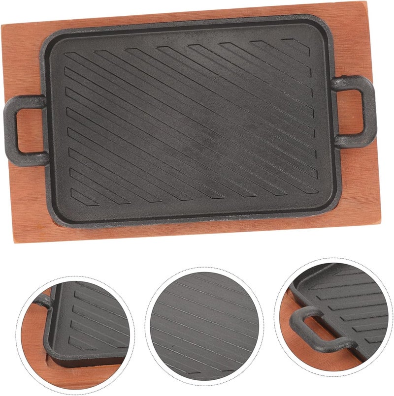 Kisangel 1set Heavy-duty Iron Griddle and Tray Pan Camping Frying Pan for Meat and Vegetables and Compact Design for Outdoor Cooking and Tailgating - Image 4